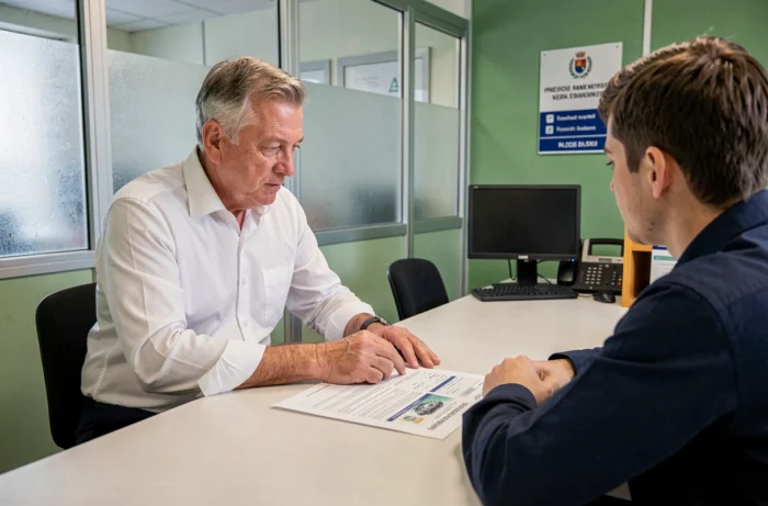 Fonctionnaire de préfecture accompagnant un conducteur dans les démarches pour supprimer le code 79 du permis C